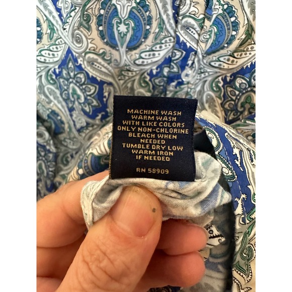 CREMIEUX Premium Denim Long Sleeve Button Down Shirt Men's Medium Paisley Print - Picture 4 of 9